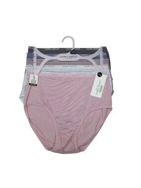 Laura Ashley Womens 5-Pack Cotton Tag-Free Panties Size Small Pink Gray Blue